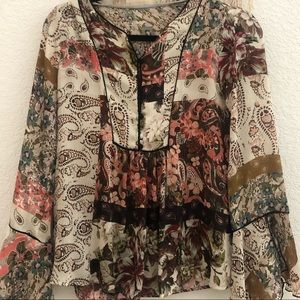 Zara Mixed Print Bohemian Blouse